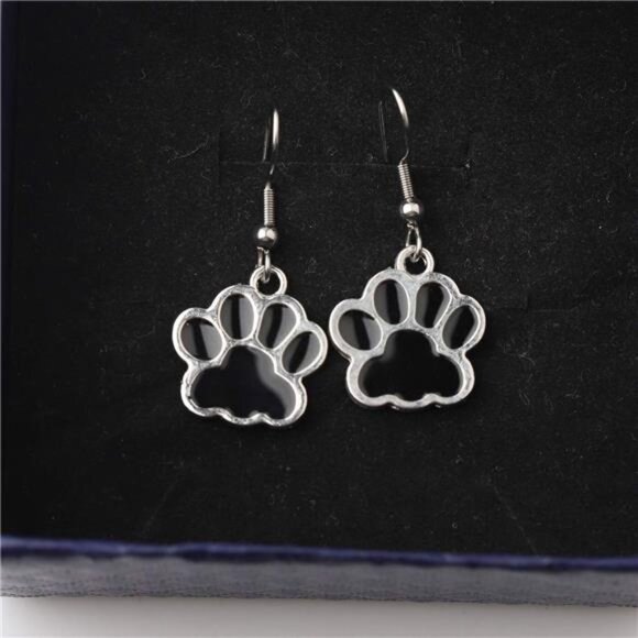 Dog Paw Earrings Cute Paw Print Dangle Dog Jewelry Gift Dog Lover Mom Women - Picture 5 of 6